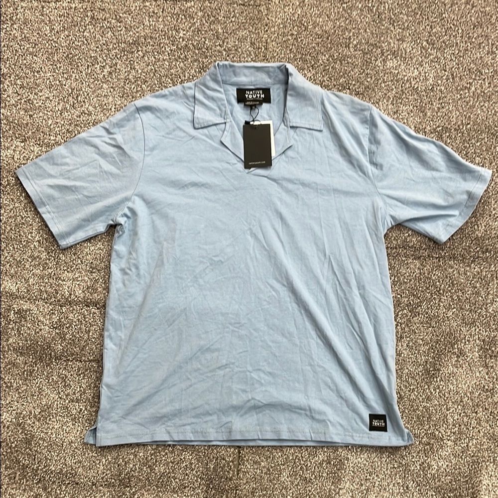 NATIVE YOUTH Blue Polo Shirt Versatile Style